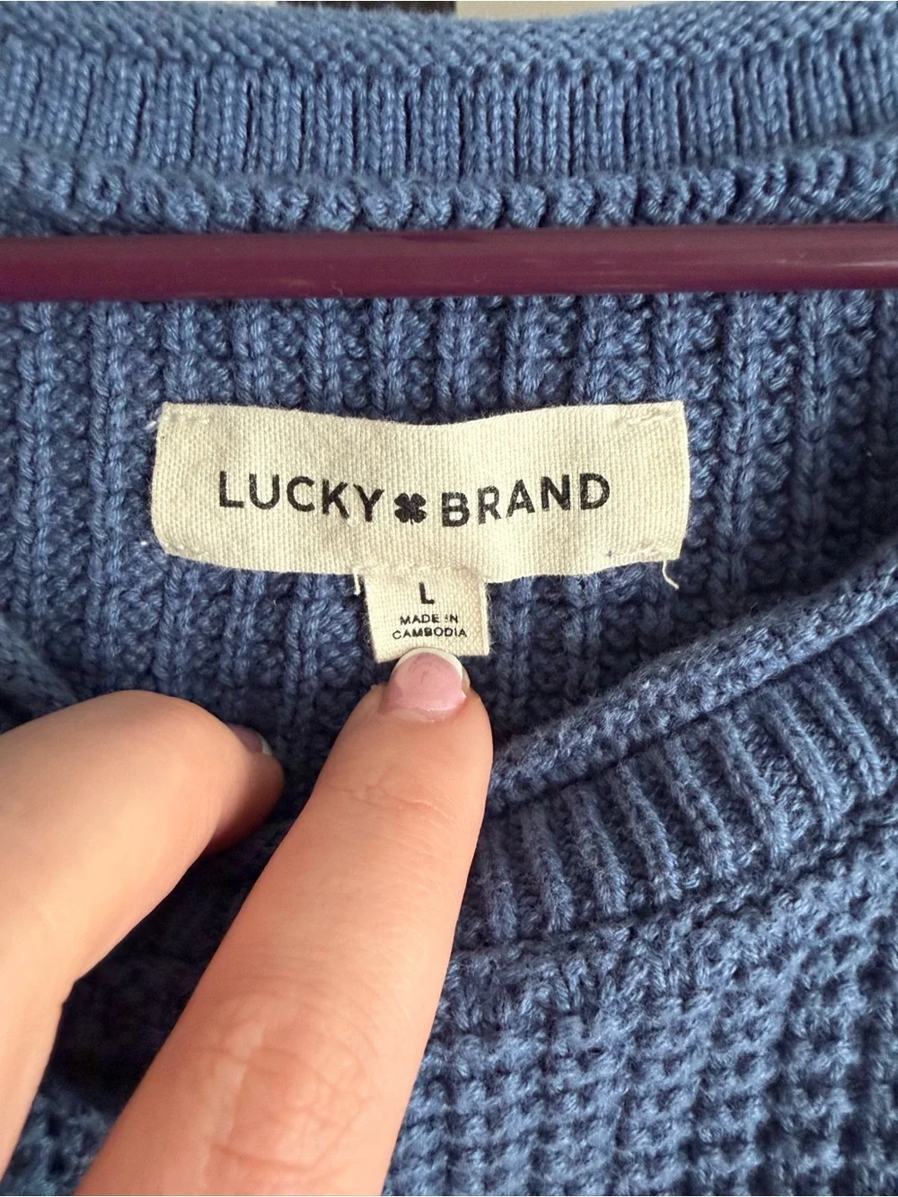Lucky Brand Blue Cotton Knit Sweater Tank Top Large - Picture 2 of 4